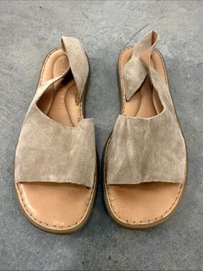 Born Taupe Suede Open-Toe Slingback Sandals